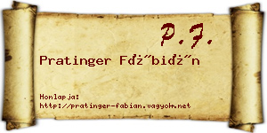 Pratinger Fábián névjegykártya